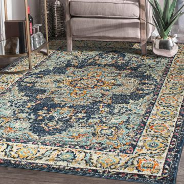 Rugsville Tanju Vintage Blue Oriental Persian Carpet 5'3" x 7'9"
