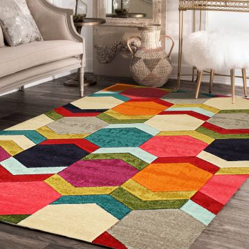 Rugsville Sibeli Multi Graphic Modern Carpet 5'3" x 7'8"