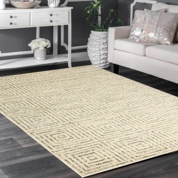 Rugsville David Ivory Geometric Modern Carpet 5'3" x 7'10"