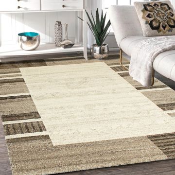 Rugsville Accola Brown Stripe Modern Carpet 5'3" x 7'7"