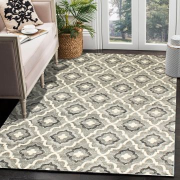 Rugsville Adolfus Moroccan Gray Geometric Modern Carpet 5'3" x 7'7"
