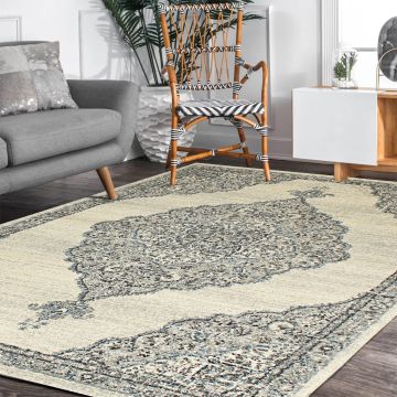 Rugsville Beat Ivory Vintage Oriental Persian Carpet 5'3" x 7'7"