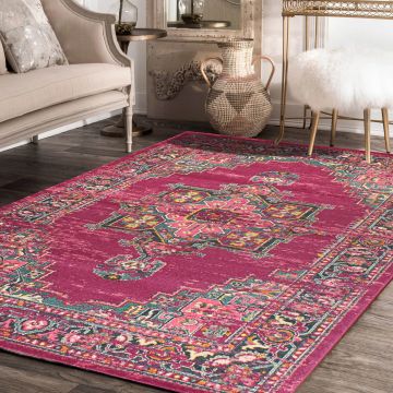 Rugsville Camenzind Pink & Purple Oriental Persian Carpet 5'3" x 7'8"