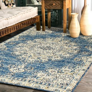 Rugsville Caspari Blue Vintage Floral Persian Carpet 5'3" x 7'9"
