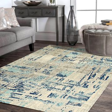 Rugsville Erisman Blue Abstract Modern Carpet 5'3" x 7'8"