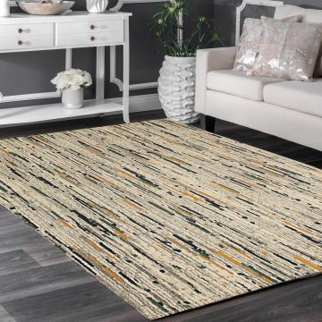 Rugsville Iker Ivory Graphic Modern Carpet 5'3" x 7'8"