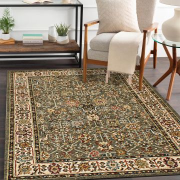 Rugsville Hartley Green Floral Persian Carpet 5'3" x 7'10"