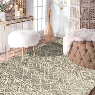 Rugsville Everett Gray Geometric Modern Carpet 5'3" x 7'10"