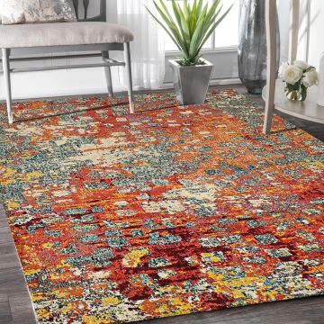 Rugsville Ember Multi Graphic Modern Carpet 5'3" x 7'7"