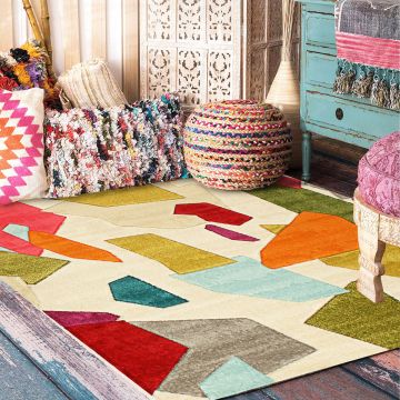 Rugsville Rush Multi Graphic Designer Modern Carpet 5'3" x 7'3"