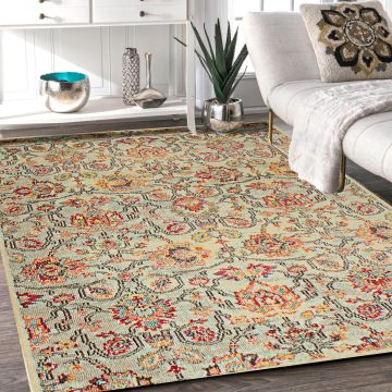 Rugsville Delphine Transitional Multi Floral Persian Carpet 5'3" x 7'7"