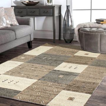 Rugsville Clotilde Brown Patchwork Modern Carpet 5'3" x 7'6"