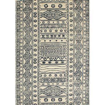 Rugsville Charlotte Ivory Geometric Tribal Carpet 5'3" x 7'8"