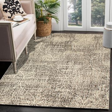 Rugsville Cerise Brown Graphic Modern Carpet 5'3" x 7'7"