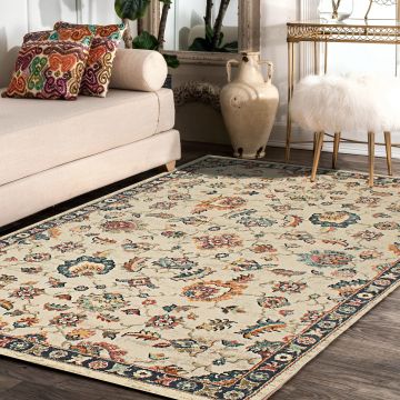 Rugsville Amiya Ivory Soft Floral Carpet 5'3" x 7'7"