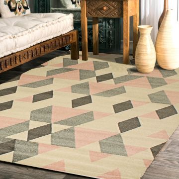 Rugsville Alayah Geometric Ivory Modern Carpet 5'3" x 7'8"