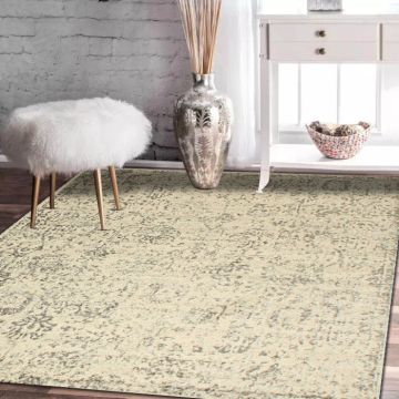 Rugsville Mercedes Floral Ivory Modern Carpet 5'3" x 7'8"