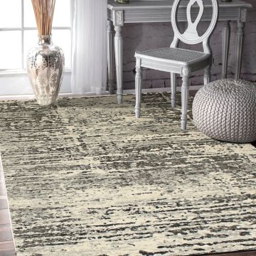 Rugsville Julianne Abstract Black Modern Carpet 5'3" x 7'6"
