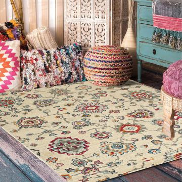 Rugsville Haleigh Floral Ivory Transitional Carpet 5'3" x 7'9"