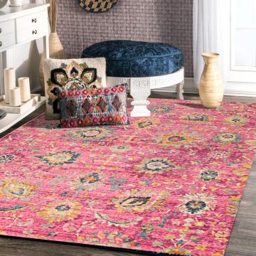 Rugsville Jazmyn Floral Pink Persian Carpet 5'3" x 7'7"