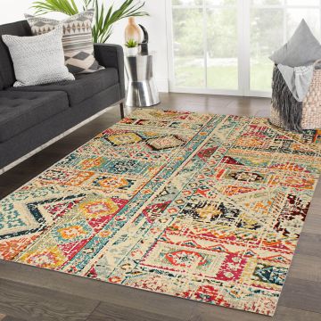 Rugsville Deborah Bohemian Multi Geometric Tribal Carpet 5'3" x 7'7"