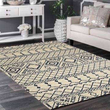 Rugsville Rachael Geometric Ivory Modern Carpet 5'3" x 7'8"