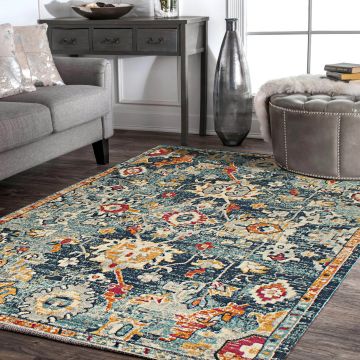 Rugsville Avah Transitional Floral Blue Persian Carpet 5'3" x 7'9"