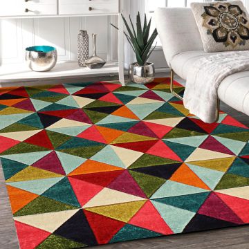 Rugsville Meadow Geometric Multi Modern Carpet 5'3" x 7'7"