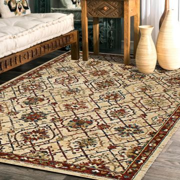 Rugsville Jolene Oriental Ivory Persian Carpet 5'3" x 7'7"