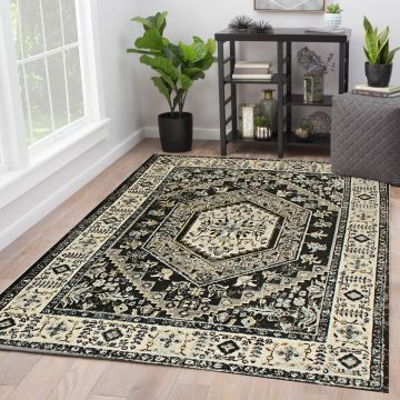Rugsville Liv Oriental Black Persian Carpet 5'3" x 7'2"