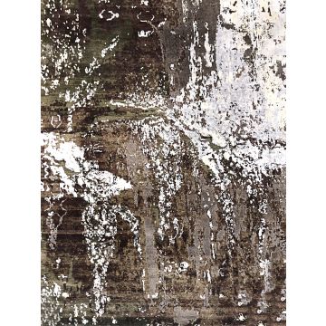 Rugsville Abstract Oxidye Wool & Silk Brown Hand Knotted Carpet 8' x 10'