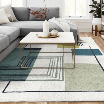 Abstract line Wool Handmade Carpet 