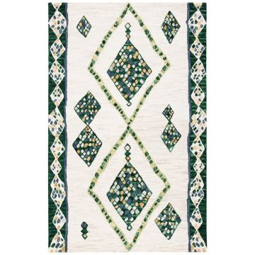  Tuscan Ivory Navy Bohemian Handmade Wool Carpet 