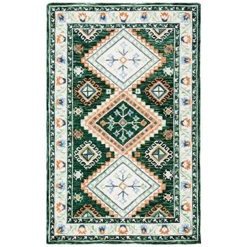  Tuscan Green Persian Handmade Wool Carpet 