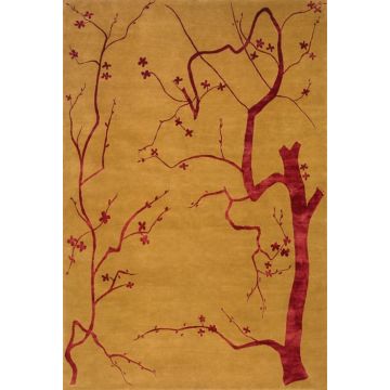 Cherry Blossom Modern Copper  Handmade Wool Carpet 