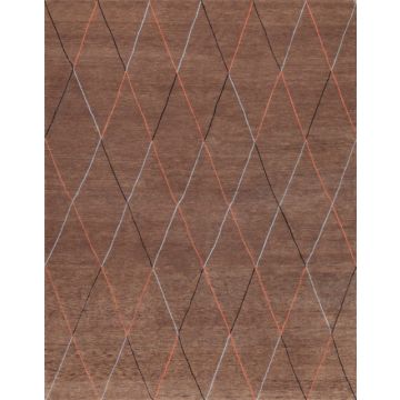 Damara Quadra Modern Walnut  Handmade Wool Carpet 