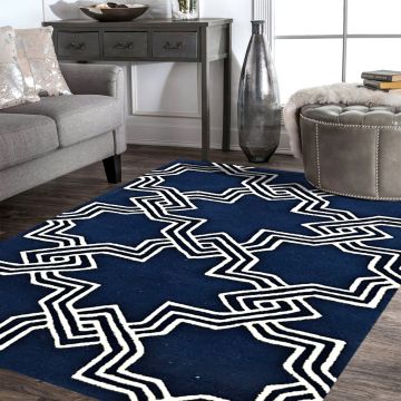 Parker Modern Geometric Blue Handmade Carpet 63529