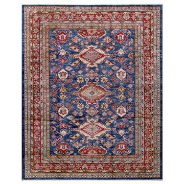 Fine Tribal Kazak Navy Red Wool Carpet 8'1"x10'1"
