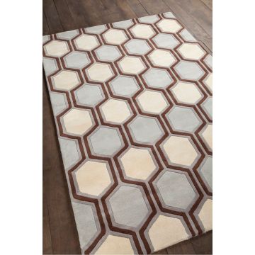 Lacey Hexa Modern Grey Handmade Wool Carpet 