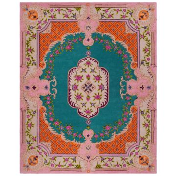 Aviva Bellanca Oriental & Persian Pink Handmade Wool Carpet 