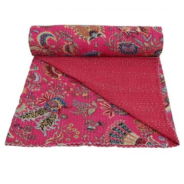 Bohemian Crown Multi Handmade Cotton Kantha Quilt 
