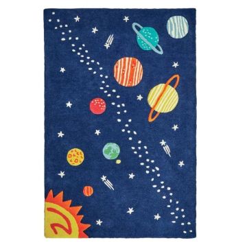 Nova Sky Kids & Novelty Navy Handmade Wool Carpet 
