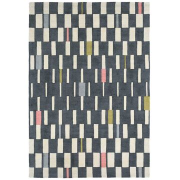 Everly Heman Modern Navy Handmade Wool Carpet 