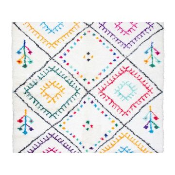Moroccan Mytee Moroccan White Handmade Wool Carpet 