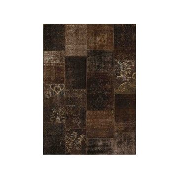Rugsville Vintage Turkish Overdyed Patchwork Dark Brown Rug 8x10