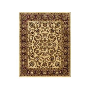 Rugsville Ashford Agra Ivory Red Wool Handmade Carpet 10' x 14'