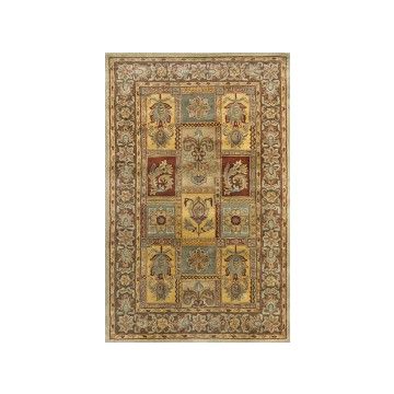Rugsville Persian Panel Green Wool Carpet 5' x 8'