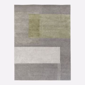 Color Block Wool & Silk Handmade Carpet 