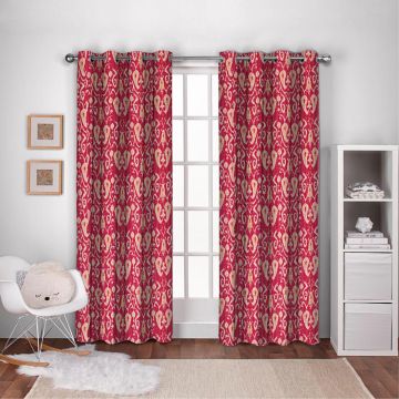 Rugsville Cotton Multi Ikat Pink Handmade Jaipur Kantha Quilted Curtain 7 Feet