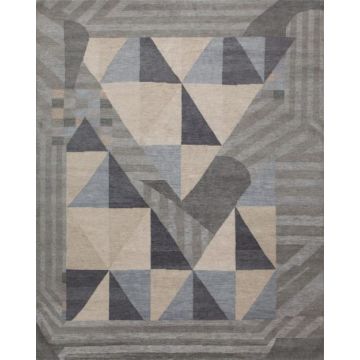 Nouvel 20 Piramid Modern Charcoal Haze  Handmade Wool Carpet 